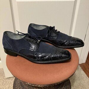 BELVEDERE Dress Shoes GENUINE CROCODILE Black - Sz 9.5 Very nice!